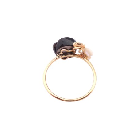 BAGUE EN OR 18K MOTIFS FLEURS EN NACRE