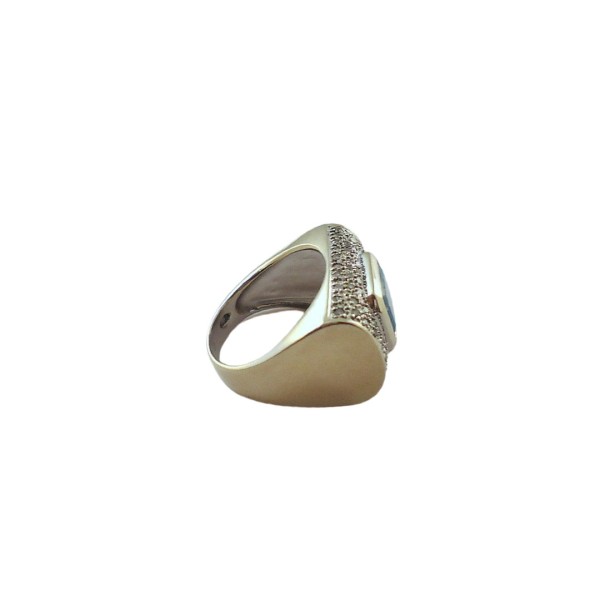 BAGUE EN OR 18K AIGUE MARINE DIAMANTS