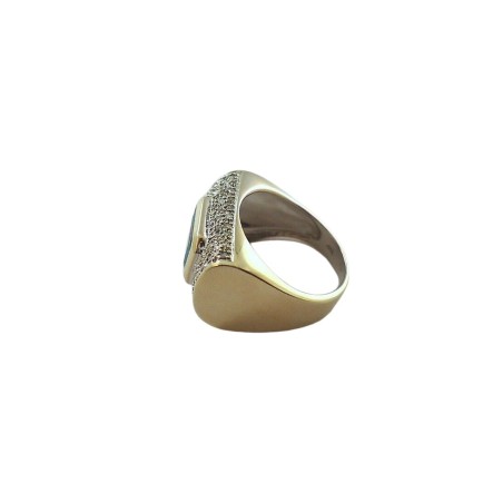 BAGUE EN OR 18K AIGUE MARINE DIAMANTS