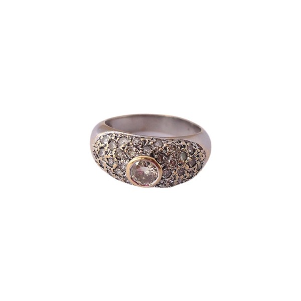 BAGUE EN OR 18K, DIAMANTS.