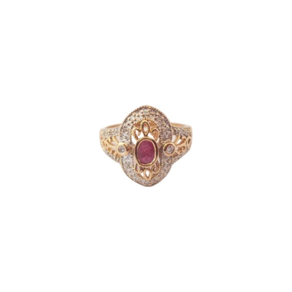 BAGUE OVALE RUBIS ET DIAMANTS EN OR 18K