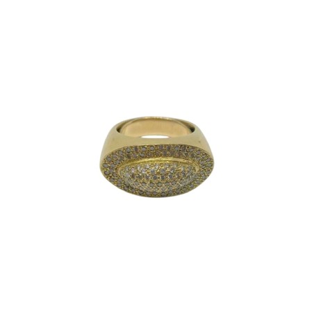 BAGUE OVALE EN OR 18K, DIAMANTS.