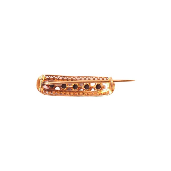 BARRETTE EN OR 18K ORNEE DE MOTIFS EN JAIS