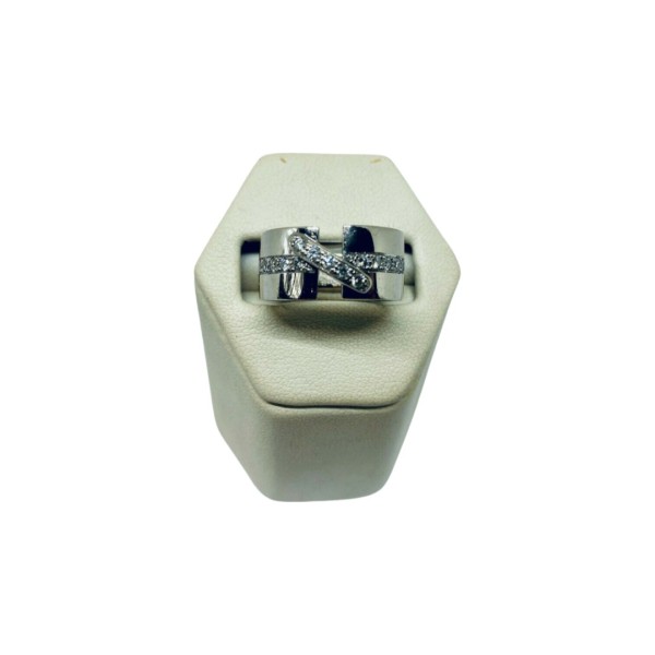 BAGUE JONC PLAT DIAMANTS EN OR 18K