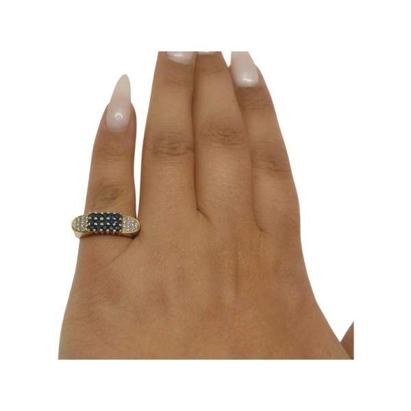 BAGUE SAPHIRS ET DIAMANTS EN OR 18K