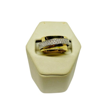 BAGUE ANNEAU PLAT DIAMANTS EN OR 18K