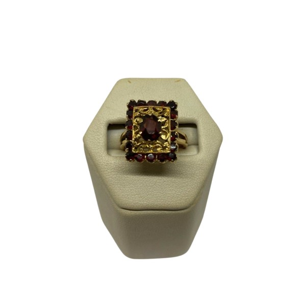 BAGUE RECTANGULAIRE GRENATS EN OR 18K