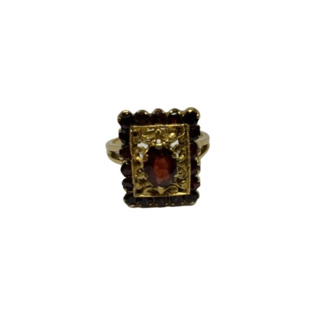 BAGUE RECTANGULAIRE GRENATS EN OR 18K