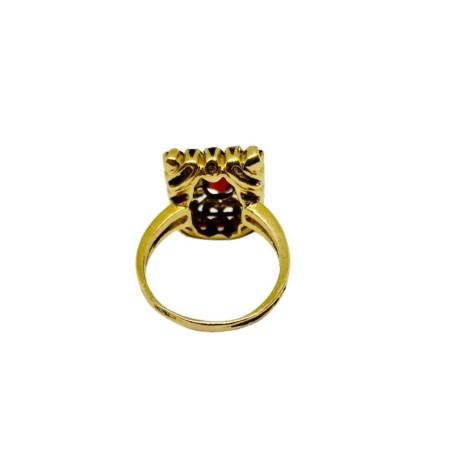 BAGUE RECTANGULAIRE GRENATS EN OR 18K