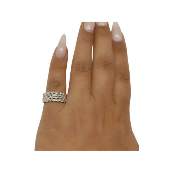 BAGUE JONC PLAT DIAMANTS EN OR 18K