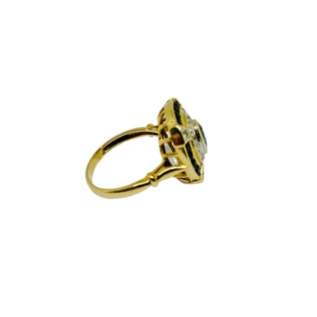 BAGUE OVALE SAPHIRS ET DIAMANTS EN OR 18K