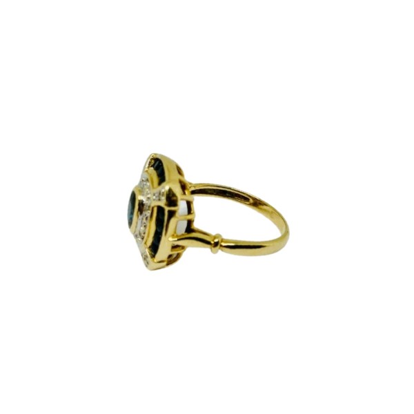 BAGUE OVALE SAPHIRS ET DIAMANTS EN OR 18K