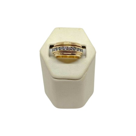 BAGUE JONC PLAT DIAMANTS EN OR 18K