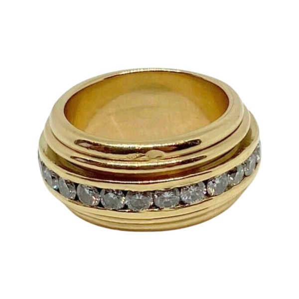 BAGUE JONC PLAT DIAMANTS EN OR 18K