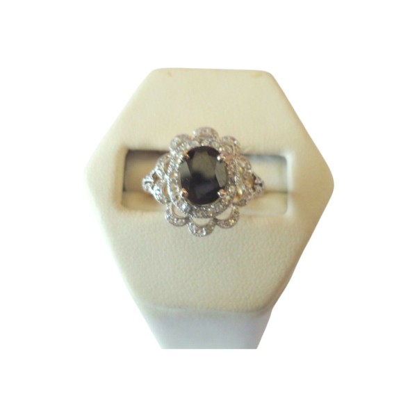 BAGUE SAPHIR ET DIAMANTS EN OR 18K