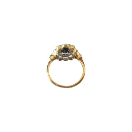 BAGUE SAPHIR ET DIAMANTS EN OR 18K