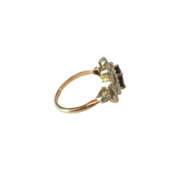 BAGUE SAPHIR ET DIAMANTS EN OR 18K