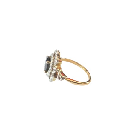 BAGUE SAPHIR ET DIAMANTS EN OR 18K