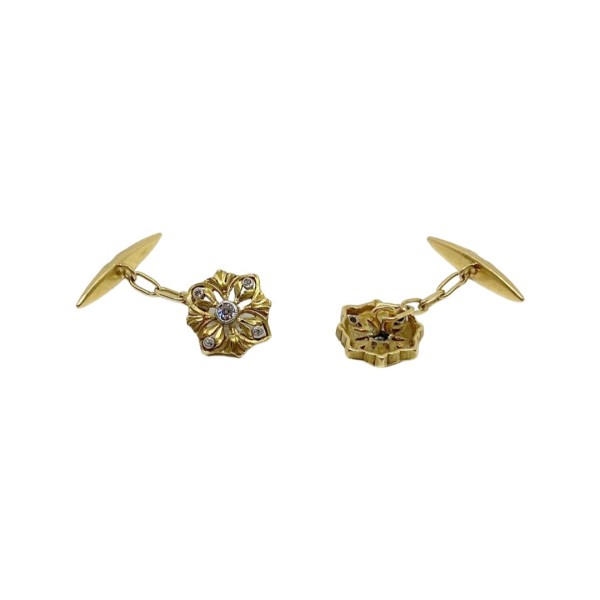 PAIRE DE BOUTONS DE MANCHETTE DIAMANTS EN OR 18K