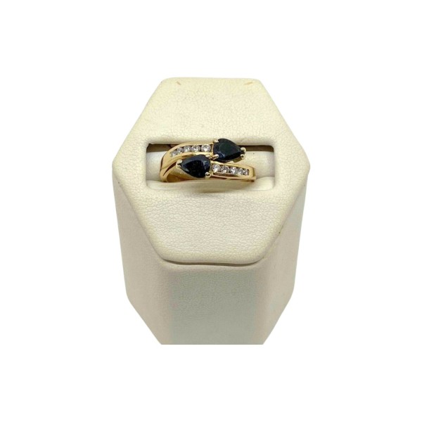 BAGUE CROISÉE SAPHIRS ET DIAMANTS EN OR 18K