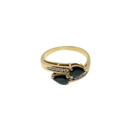 BAGUE CROISÉE SAPHIRS ET DIAMANTS EN OR 18K