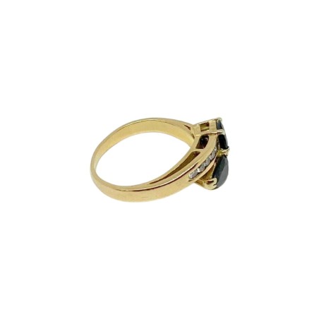 BAGUE CROISÉE SAPHIRS ET DIAMANTS EN OR 18K