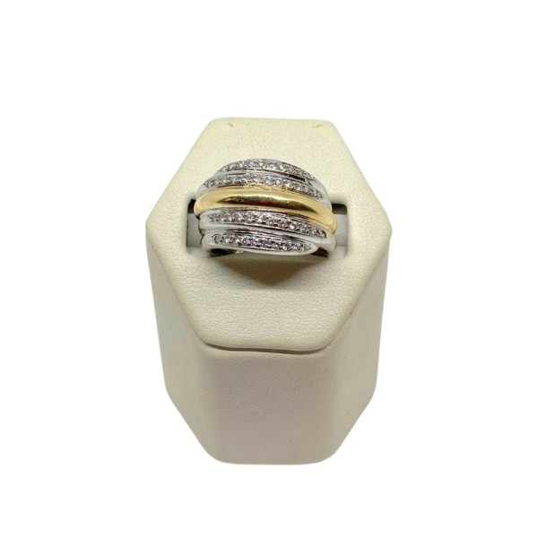 BAGUE JONC BOMBÉ DIAMANTS EN OR 18K