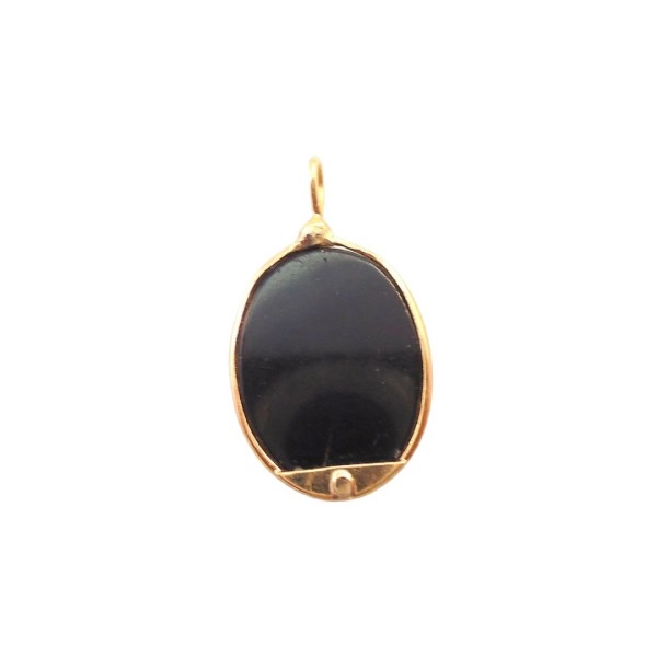 PENDENTIF EN OR 18K PLAQUE ONYX AVEC COLOMBES EN MARQUETERI