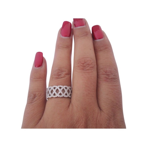 BAGUE ANNEAU PLAT DIAMANTS EN OR 18K