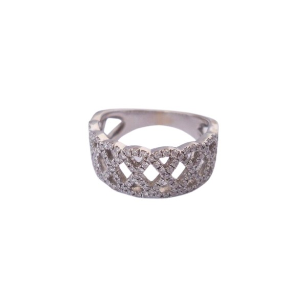 BAGUE ANNEAU PLAT DIAMANTS EN OR 18K