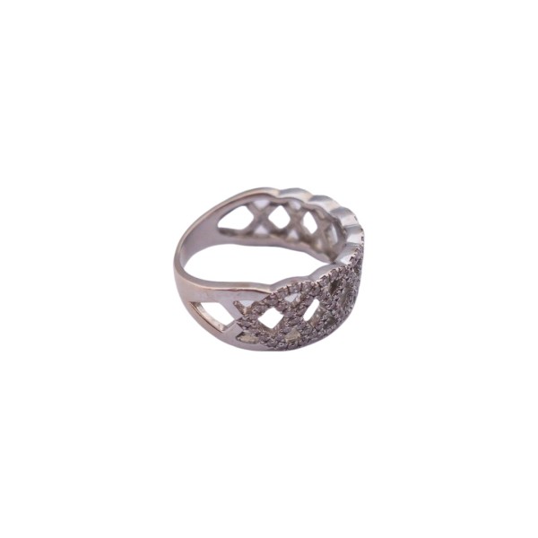 BAGUE ANNEAU PLAT DIAMANTS EN OR 18K