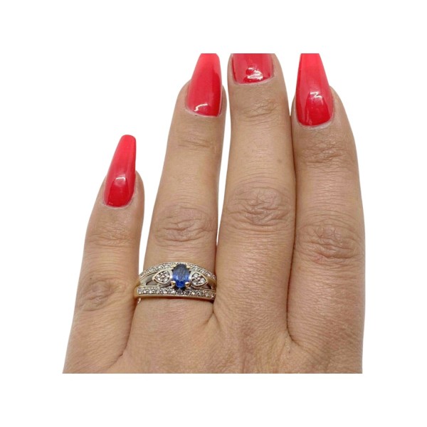 BAGUE SAPHIR ET DIAMANTS EN OR 18K