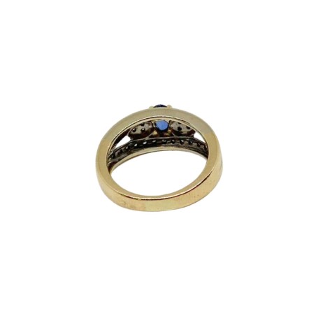 BAGUE SAPHIR ET DIAMANTS EN OR 18K