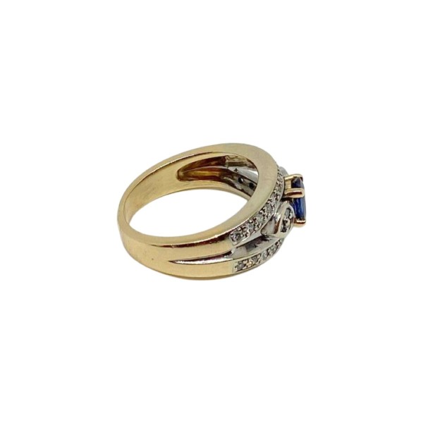 BAGUE SAPHIR ET DIAMANTS EN OR 18K