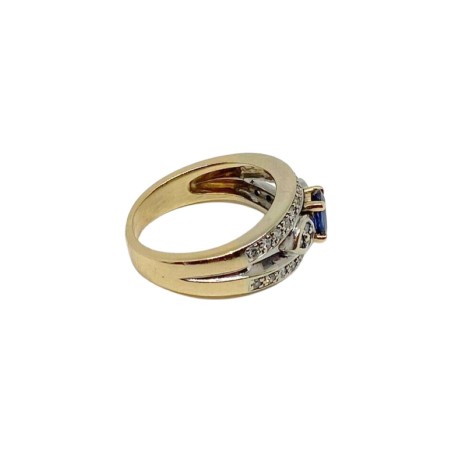 BAGUE SAPHIR ET DIAMANTS EN OR 18K