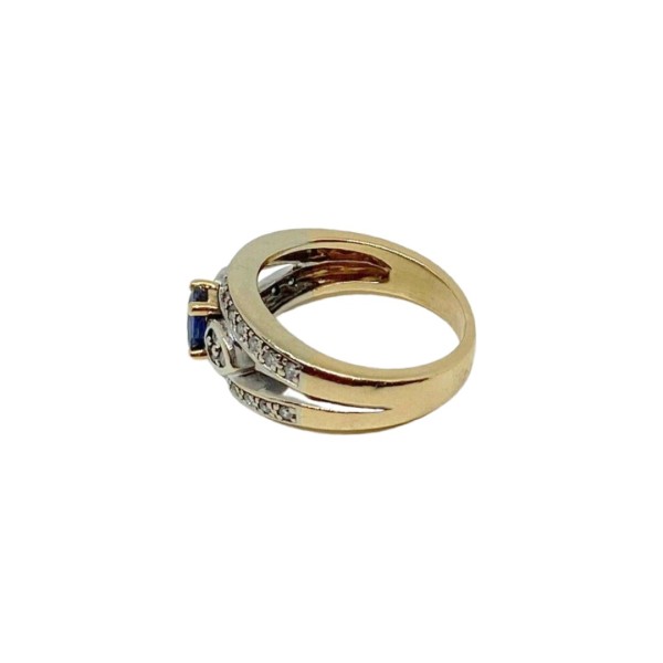 BAGUE SAPHIR ET DIAMANTS EN OR 18K