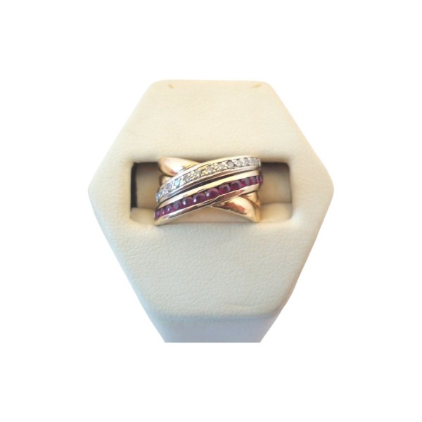 BAGUE RUBIS ET DIAMANTS EN OR 18K