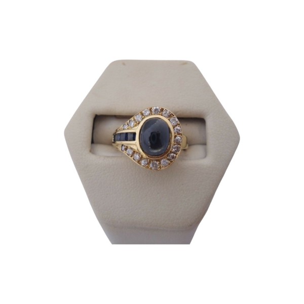 BAGUE SAPHIRS ET DIAMANTS EN OR 18K