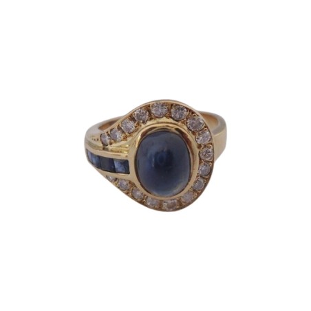 BAGUE SAPHIRS ET DIAMANTS EN OR 18K