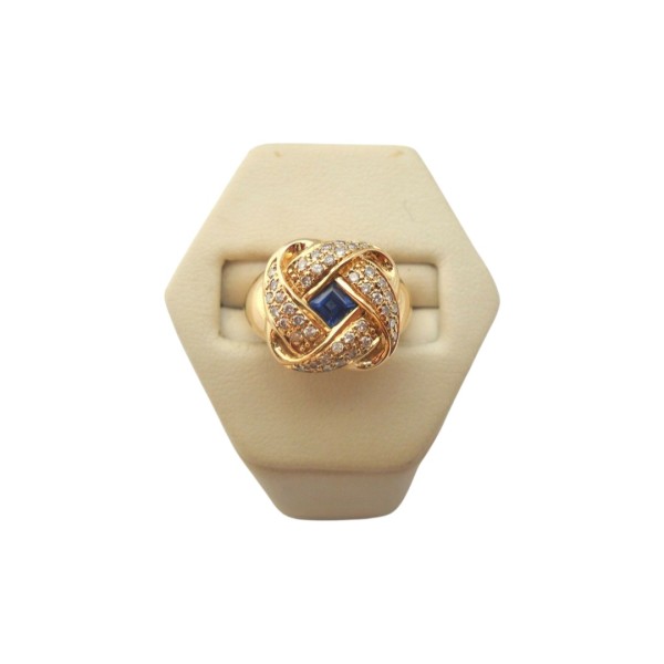 BAGUE SAPHIR ET DIAMANTS EN OR 18K