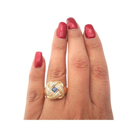 BAGUE SAPHIR ET DIAMANTS EN OR 18K