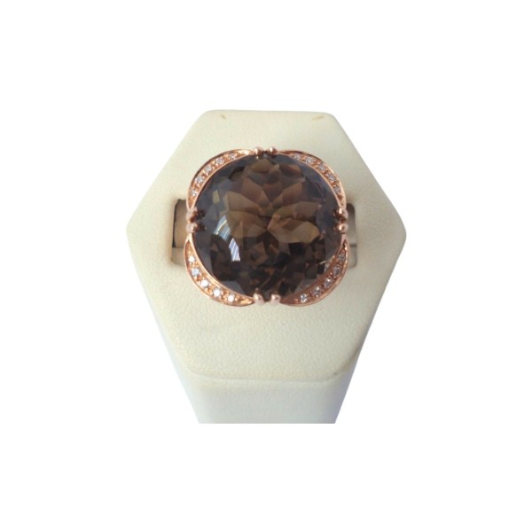 BAGUE QUARTZ ET DIAMANTS EN OR 18K