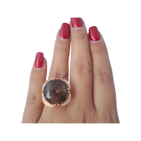 BAGUE QUARTZ ET DIAMANTS EN OR 18K