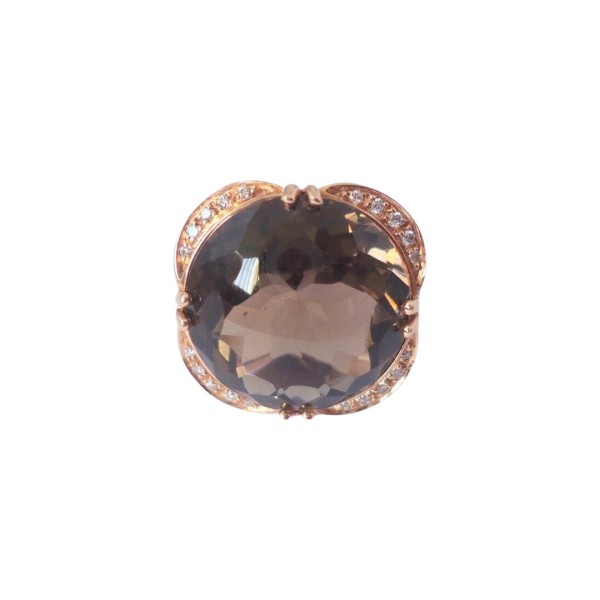 BAGUE QUARTZ ET DIAMANTS EN OR 18K