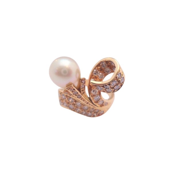 BAGUE PERLE DE CULTURE ET DIAMANTS EN OR 18K