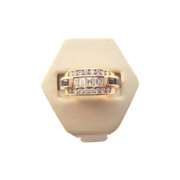 BAGUE SAPHIRS ET DIAMANTS EN OR 18K