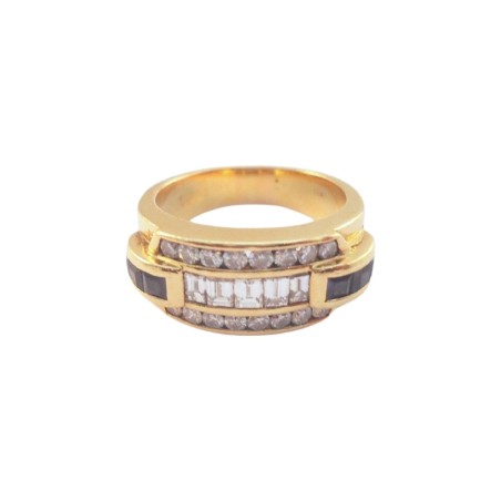 BAGUE SAPHIRS ET DIAMANTS EN OR 18K