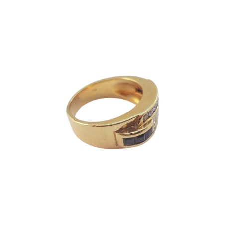 BAGUE SAPHIRS ET DIAMANTS EN OR 18K