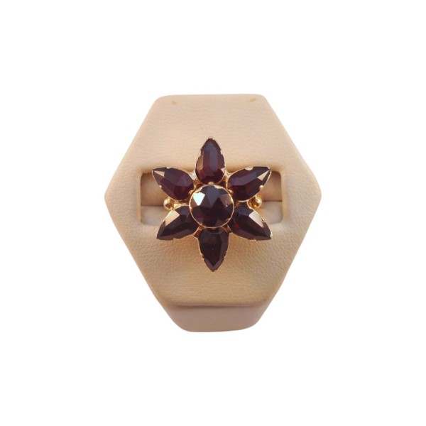 BAGUE FLEUR GRENATS EN OR 18K