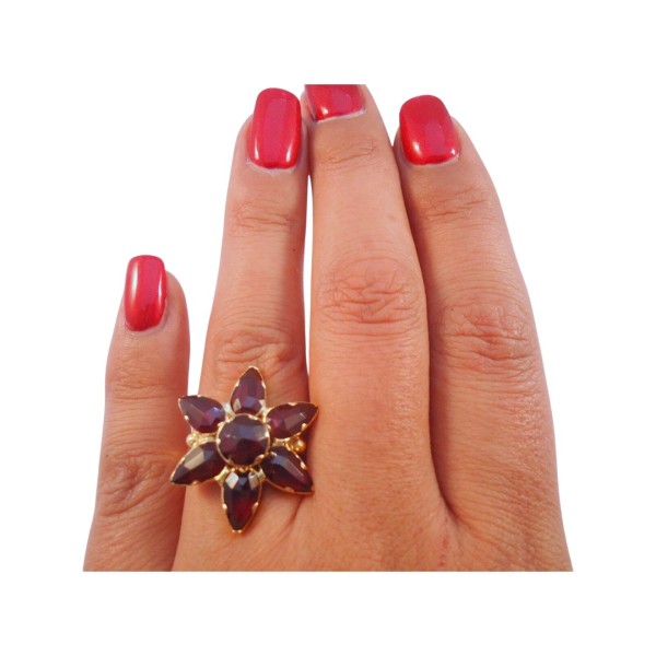 BAGUE FLEUR GRENATS EN OR 18K